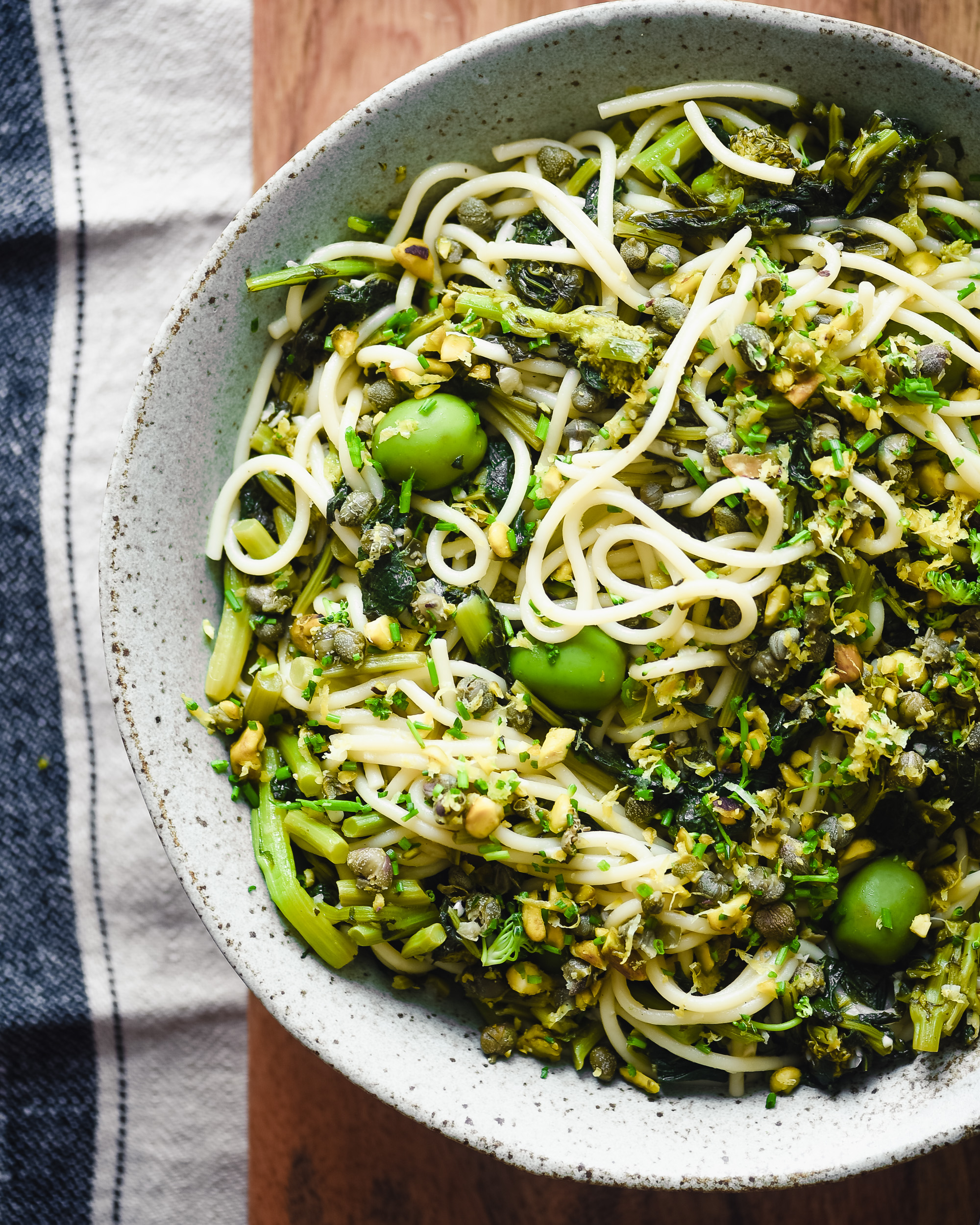 Spaghetti With Broccoli Rabe And Olive Salsa | Nourish Deliciously