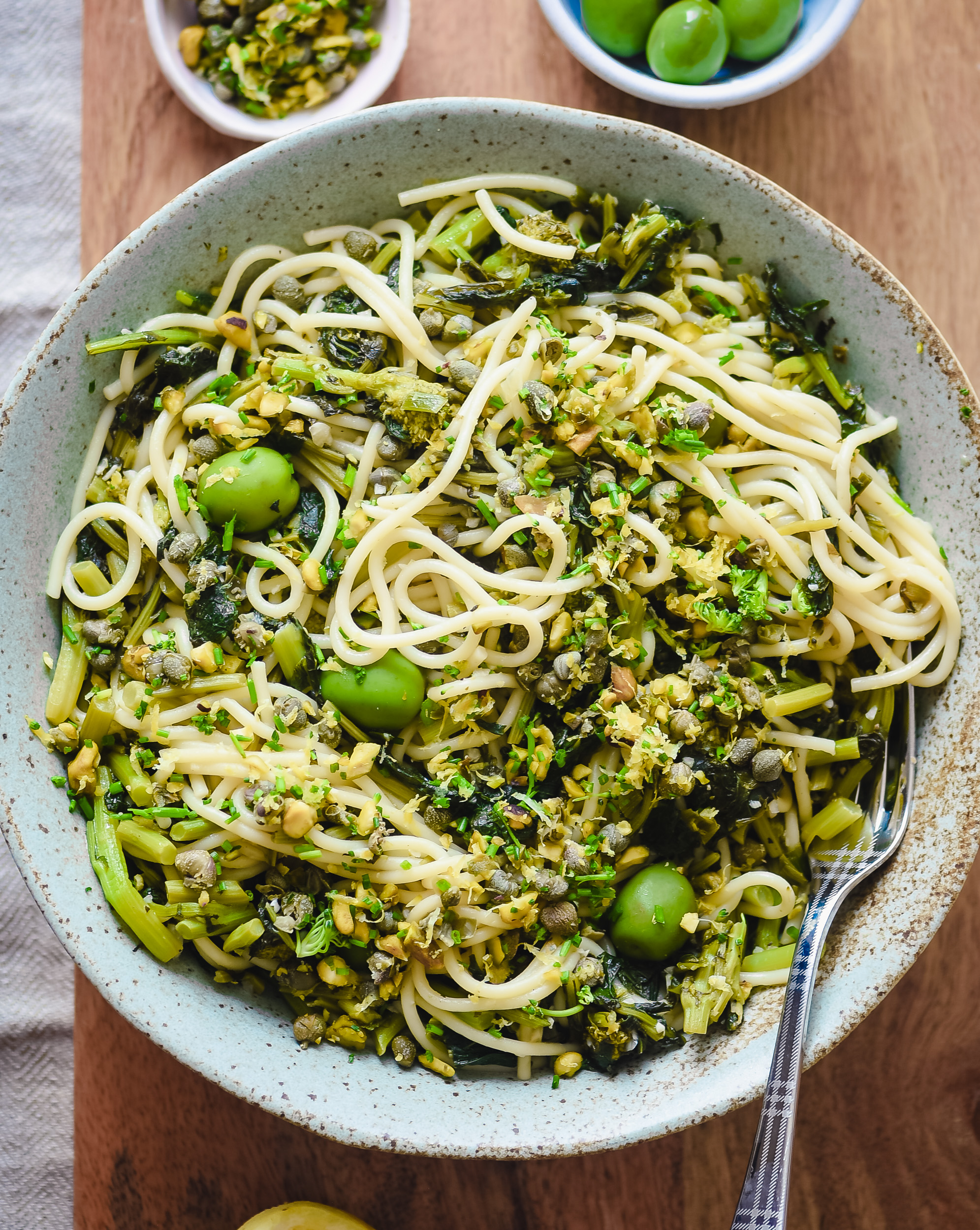 Spaghetti With Broccoli Rabe And Olive Salsa | Nourish Deliciously