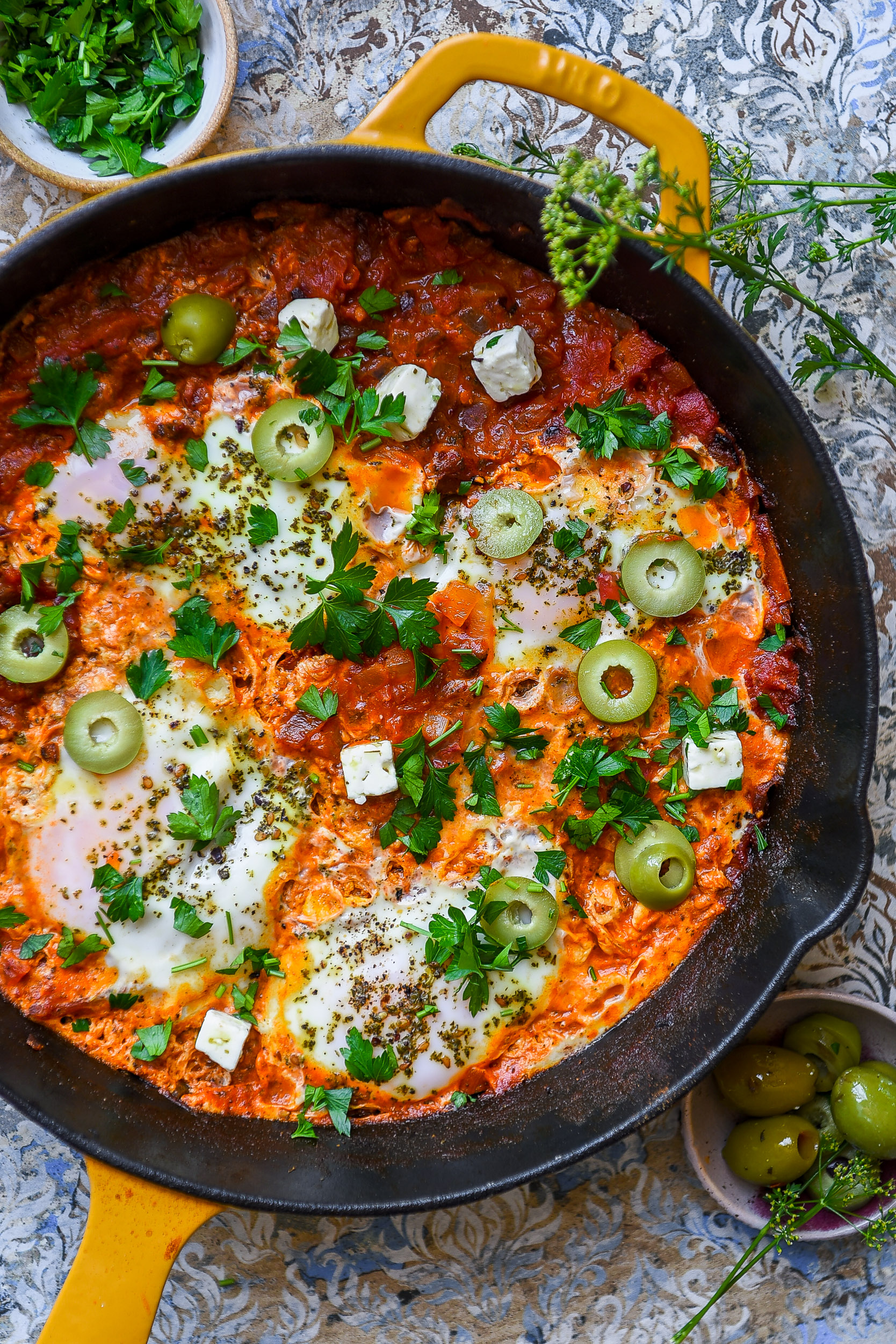 Mediterranean Style Baked Eggs | Nourish Deliciously